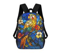 sinyumoney Mochila Escolar Impresa En 3D 17inch Mochila Infantil Stained Glass Parrot Wall Art Bolsas Para Libros Bolsas De Viaje De Alta Capacidad Para Niños/estudiantes/adultos