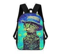 sinyumoney Mochila Escolar Impresa En 3D 17inch Mochila Infantil Starry Night Cat Art Print Bolsas Para Libros Bolsas De Viaje De Alta Capacidad Para Niños/estudiantes/adultos