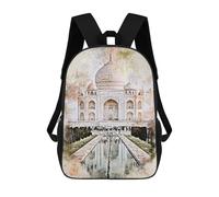 sinyumoney Mochila Escolar Impresa En 3D 17inch Mochila Infantil Taj Mahal in Watercolor Bolsas Para Libros Bolsas De Viaje De Alta Capacidad Para Niños/estudiantes/adultos