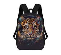 sinyumoney Mochila Escolar Impresa En 3D 17inch Mochila Infantil Tiger Headphones Music Art Print Bolsas Para Libros Bolsas De Viaje De Alta Capacidad Para Niños/estudiantes/adultos