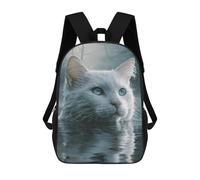 sinyumoney Mochila Escolar Impresa En 3D 17inch Mochila Infantil Waterproof White Cat Bolsas Para Libros Bolsas De Viaje De Alta Capacidad Para Niños/estudiantes/adultos