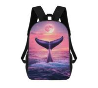 sinyumoney Mochila Escolar Impresa En 3D 17inch Mochila Infantil Whale Tail Sunset Moon Bolsas Para Libros Bolsas De Viaje De Alta Capacidad Para Niños/estudiantes/adultos