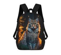 sinyumoney Mochila Escolar Impresa En 3D 17inch Mochila Infantil Wild Cat in Forest Bolsas Para Libros Bolsas De Viaje De Alta Capacidad Para Niños/estudiantes/adultos