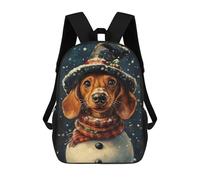 sinyumoney Mochila Escolar Impresa En 3D 17inch Mochila Infantil Winter Wonderland Dachshund Bolsas Para Libros Bolsas De Viaje De Alta Capacidad Para Niños/estudiantes/adultos