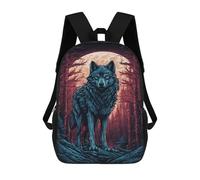 sinyumoney Mochila Escolar Impresa En 3D 17inch Mochila Infantil Wolf Moonlit Forest Poster Bolsas Para Libros Bolsas De Viaje De Alta Capacidad Para Niños/estudiantes/adultos
