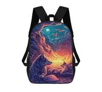 sinyumoney Mochila Escolar Impresa En 3D 17inch Mochila Infantil Wolf Moonlit Serenity Bolsas Para Libros Bolsas De Viaje De Alta Capacidad Para Niños/estudiantes/adultos