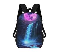 sinyumoney Mochila Escolar Impresa En 3D 17inch Moonlit Waterfall Fantasy Mochila Infantil Mochila Escolar Linda Mochila De Moda Casual Para Niños Y Niñas