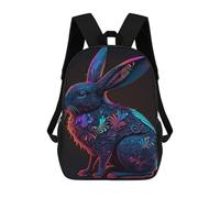 sinyumoney Mochila Escolar Impresa En 3D 17inch Neon Rabbit Art Print Mochila Infantil Mochila Escolar Linda Mochila De Moda Casual Para Niños Y Niñas
