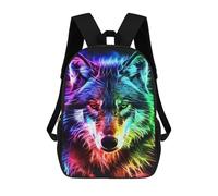 sinyumoney Mochila Escolar Impresa En 3D 17inch Neon Wolf Face Art Print Mochila Infantil Mochila Escolar Linda Mochila De Moda Casual Para Niños Y Niñas