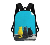 sinyumoney Mochila Escolar Impresa En 3D 17inch Nightly Trio Cats Under The Moon Mochila Infantil Mochila Escolar Linda Mochila De Moda Casual Para Niños Y Niñas