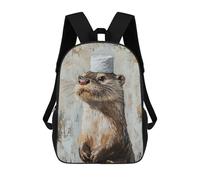 sinyumoney Mochila Escolar Impresa En 3D 17inch Otter in Sailor Hat Painting Mochila Infantil Mochila Escolar Linda Mochila De Moda Casual Para Niños Y Niñas