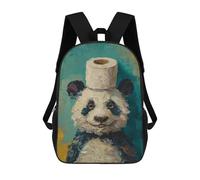sinyumoney Mochila Escolar Impresa En 3D 17inch Panda with Toilet Paper Roll Hat-2 Mochila Infantil Mochila Escolar Linda Mochila De Moda Casual Para Niños Y Niñas