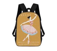 sinyumoney Mochila Escolar Impresa En 3D 17inch Prima Ballerina Ballet Poster Mochila Infantil Mochila Escolar Linda Mochila De Moda Casual Para Niños Y Niñas