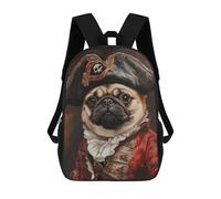 sinyumoney Mochila Escolar Impresa En 3D 17inch Pug Pirate Costume Painting-1 Mochila Infantil Mochila Escolar Linda Mochila De Moda Casual Para Niños Y Niñas