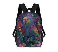 sinyumoney Mochila Escolar Impresa En 3D 17inch Rainbow Parrot Garden-1 Mochila Infantil Mochila Escolar Linda Mochila De Moda Casual Para Niños Y Niñas