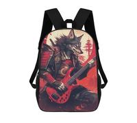 sinyumoney Mochila Escolar Impresa En 3D 17inch Samurai Wolf Bassist Mochila Infantil Mochila Escolar Linda Mochila De Moda Casual Para Niños Y Niñas