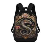 sinyumoney Mochila Escolar Impresa En 3D 17inch Snake with Flowers Art Print Mochila Infantil Mochila Escolar Linda Mochila De Moda Casual Para Niños Y Niñas
