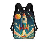 sinyumoney Mochila Escolar Impresa En 3D 17inch Space Adventure Rocket Launch Mochila Infantil Mochila Escolar Linda Mochila De Moda Casual Para Niños Y Niñas