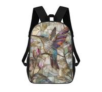 sinyumoney Mochila Escolar Impresa En 3D 17inch Stained Glass Hummingbird Art Print-1 Mochila Infantil Mochila Escolar Linda Mochila De Moda Casual Para Niños Y Niñas