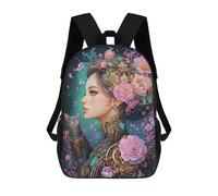sinyumoney Mochila Escolar Impresa En 3D 17inch Steampunk Woman with Cat-2 Mochila Infantil Mochila Escolar Linda Mochila De Moda Casual Para Niños Y Niñas