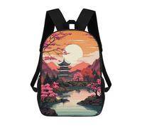 sinyumoney Mochila Escolar Impresa En 3D 17inch Sunset in Land of Chinese Mochila Infantil Mochila Escolar Linda Mochila De Moda Casual Para Niños Y Niñas