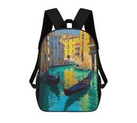 sinyumoney Mochila Escolar Impresa En 3D 17inch Venice Canal Gondolas Painting Mochila Infantil Mochila Escolar Linda Mochila De Moda Casual Para Niños Y Niñas