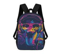 sinyumoney Mochila Escolar Impresa En 3D 17inch Vibrant Snake Headphones Artwork Mochila Infantil Mochila Escolar Linda Mochila De Moda Casual Para Niños Y Niñas