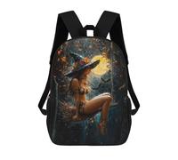 sinyumoney Mochila Escolar Impresa En 3D 17inch Witch in Moonlit Forest Mochila Infantil Mochila Escolar Linda Mochila De Moda Casual Para Niños Y Niñas