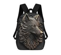 sinyumoney Mochila Escolar Impresa En 3D 17inch Wolf Gold Decor Mochila Infantil Mochila Escolar Linda Mochila De Moda Casual Para Niños Y Niñas