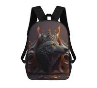 sinyumoney Mochila Escolar Impresa En 3D 17inch Wolf King Mochila Infantil Mochila Escolar Linda Mochila De Moda Casual Para Niños Y Niñas