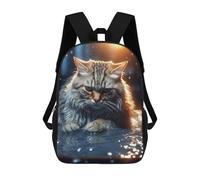sinyumoney Mochila Escolar Impresa En 3D Angry Cat Kitty in Water Mochila Infantil Mochila Escolar Linda Mochila Impermeable De Moda Informal Para Niños 17inch