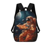 sinyumoney Mochila Escolar Impresa En 3D Astronaut With Pizza Space Mochila Infantil Mochila Escolar Linda Mochila Impermeable De Moda Informal Para Niños 17inch