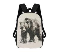 sinyumoney Mochila Escolar Impresa En 3D Bear In Charcoal Sketch Mochila Infantil Mochila Escolar Linda Mochila Impermeable De Moda Informal Para Niños 17inch
