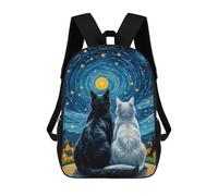 sinyumoney Mochila Escolar Impresa En 3D Cats In Love Starry Night Mochila Infantil Mochila Escolar Linda Mochila Impermeable De Moda Informal Para Niños 17inch