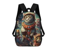 sinyumoney Mochila Escolar Impresa En 3D Cats in Space Adventure Mochila Infantil Mochila Escolar Linda Mochila Impermeable De Moda Informal Para Niños 17inch