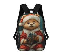 sinyumoney Mochila Escolar Impresa En 3D Christmas Bear Reading Mochila Infantil Mochila Escolar Linda Mochila Impermeable De Moda Informal Para Niños 17inch