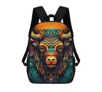 sinyumoney Mochila Escolar Impresa En 3D Colorful Bull Illustration-1 Mochila Infantil Mochila Escolar Linda Mochila Impermeable De Moda Informal Para Niños 17inch