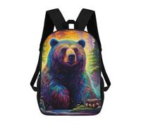sinyumoney Mochila Escolar Impresa En 3D Colorful Forest Bear Mochila Infantil Mochila Escolar Linda Mochila Impermeable De Moda Informal Para Niños 17inch