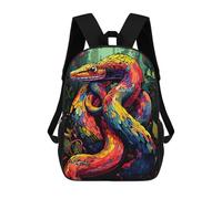 sinyumoney Mochila Escolar Impresa En 3D Colorful Serpent in Forest Mochila Infantil Mochila Escolar Linda Mochila Impermeable De Moda Informal Para Niños 17inch