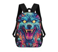 sinyumoney Mochila Escolar Impresa En 3D Colorful Wolf Artwork -10 Mochila Infantil Mochila Escolar Linda Mochila Impermeable De Moda Informal Para Niños 17inch