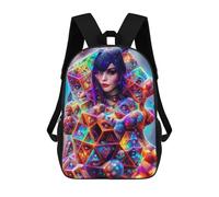 sinyumoney Mochila Escolar Impresa En 3D Crystal Woman A Multicolored Portrait Mochila Infantil Mochila Escolar Linda Mochila Impermeable De Moda Informal Para Niños 17inch