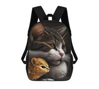 sinyumoney Mochila Escolar Impresa En 3D Cute Cat And Mouse Mochila Infantil Mochila Escolar Linda Mochila Impermeable De Moda Informal Para Niños 17inch