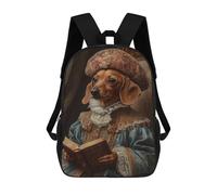 sinyumoney Mochila Escolar Impresa En 3D Dachshund Noble Scholar Renaissance Dog Portrait Mochila Infantil Mochila Escolar Linda Mochila Impermeable De Moda Informal Para Niños 17inch