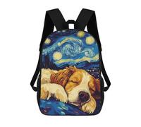 sinyumoney Mochila Escolar Impresa En 3D Dog Sleeping Under Starry Night Mochila Infantil Mochila Escolar Linda Mochila Impermeable De Moda Informal Para Niños 17inch