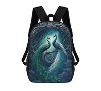 sinyumoney Mochila Escolar Impresa En 3D Enchanted Peacock Pair in Moonlight Mochila Infantil Mochila Escolar Linda Mochila Impermeable De Moda Informal Para Niños 17inch