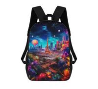 sinyumoney Mochila Escolar Impresa En 3D Fantasy Cityscape with Eiffel Tower Mochila Infantil Mochila Escolar Linda Mochila Impermeable De Moda Informal Para Niños 17inch