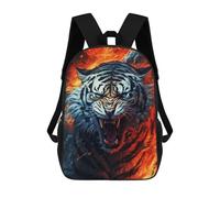 sinyumoney Mochila Escolar Impresa En 3D Fiery Tiger Roar Art Print Mochila Infantil Mochila Escolar Linda Mochila Impermeable De Moda Informal Para Niños 17inch
