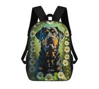 sinyumoney Mochila Escolar Impresa En 3D Floral Frame with Dog Mochila Infantil Mochila Escolar Linda Mochila Impermeable De Moda Informal Para Niños 17inch