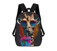 sinyumoney Mochila Escolar Impresa En 3D Giraffe with Colorful Drink Mochila Infantil Mochila Escolar Linda Mochila Impermeable De Moda Informal Para Niños 17inch