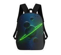sinyumoney Mochila Escolar Impresa En 3D Green Planet with Ring Mochila Infantil Mochila Escolar Linda Mochila Impermeable De Moda Informal Para Niños 17inch